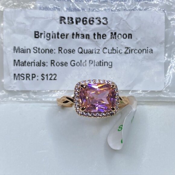 Rose Quartz CZ Statement Ring RBP6633 Brighter than the Moon Size 8 - Picture 6 of 6